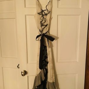 BoHo size 4 black and cream silk and cotton maxi dress … so float and pretty!